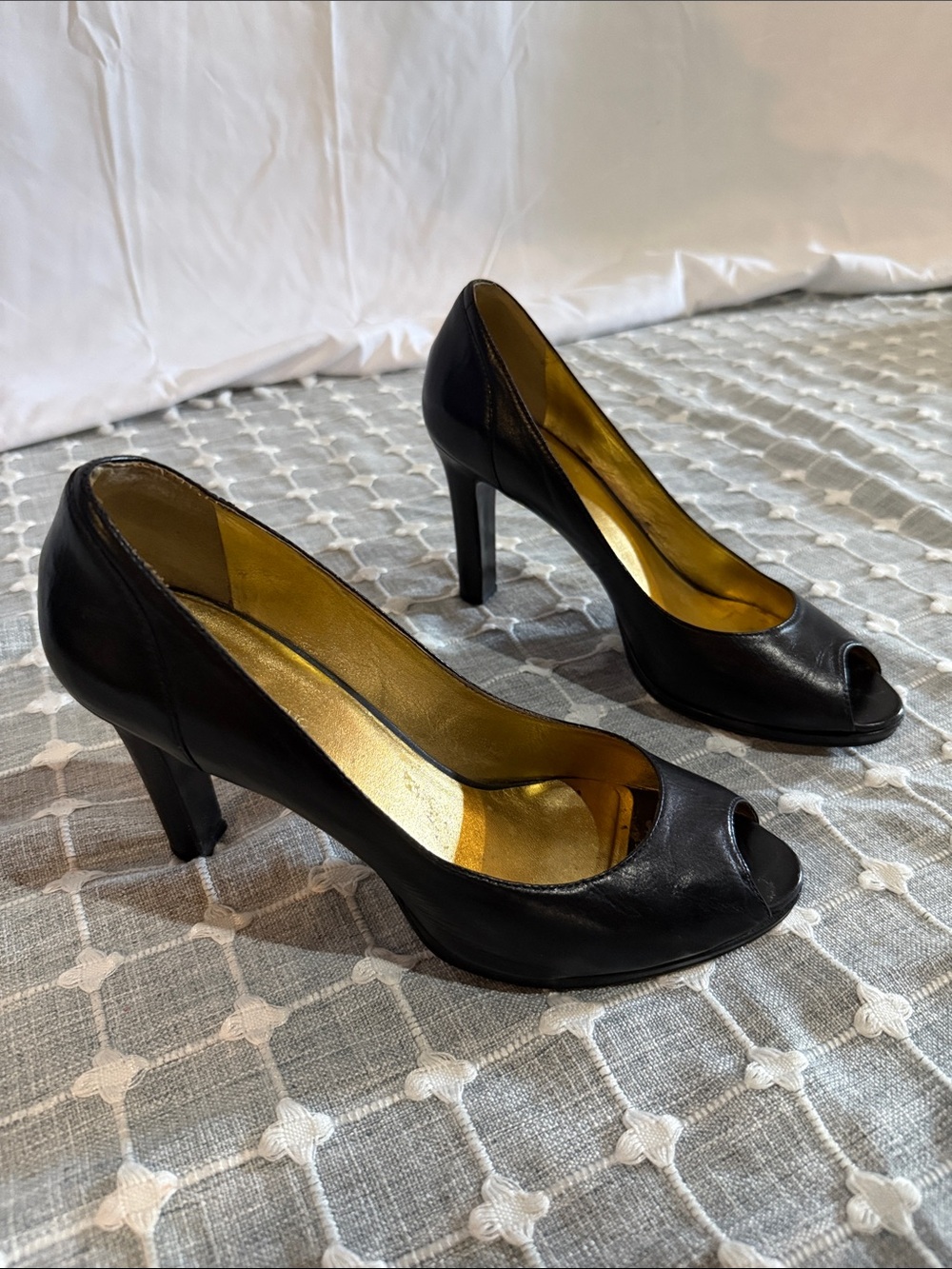 Banana Republic Classic Black Peep-Toe High Heels - Women's Dress Pumps